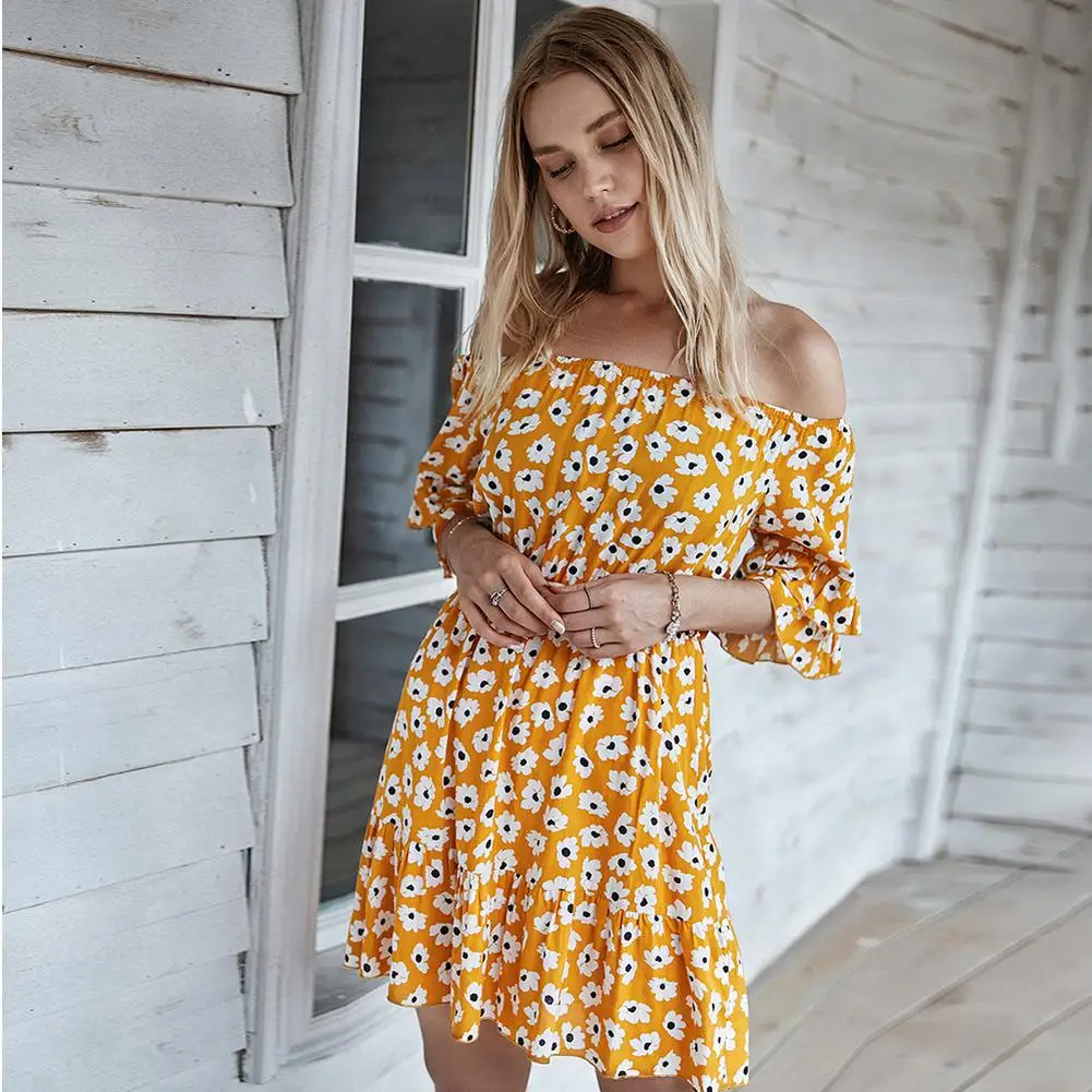 GREYGEM Mini Dress Woman Summer 2021 Sexy Slash Neck Short Butterfly Sleeve with Daisy Floral Pattern Yellow Female Clothing
GREYGEM Mini Dress Woman Summer 2021 Sexy Slash Neck Short Butterfly Sleeve with Daisy Floral Pattern Yellow Female Clothing