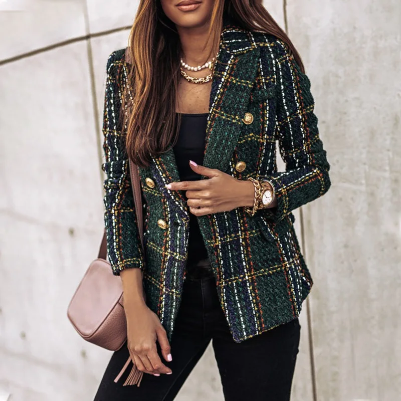 Long-sleeved Women Plaid Button Fashion Jacket 2021 Slim Office Professional Work Autumn And Winter Plus Size Suit
Long-sleeved Women Plaid Button Fashion Jacket 2021 Slim Office Professional Work Autumn And Winter Plus Size Suit