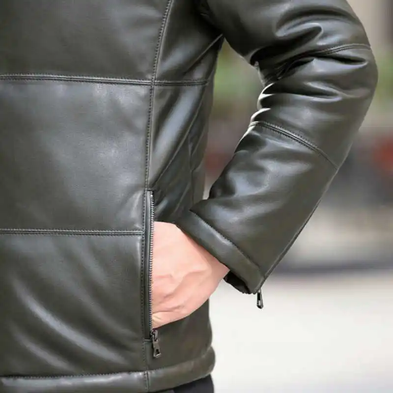2021 Men's Winter new leather down jacket men short slim Hooded leather Coat Korean youth casual Fashion male zipper jacket tide
2021 Men's Winter new leather down jacket men short slim Hooded leather Coat Korean youth casual Fashion male zipper jacket tide
