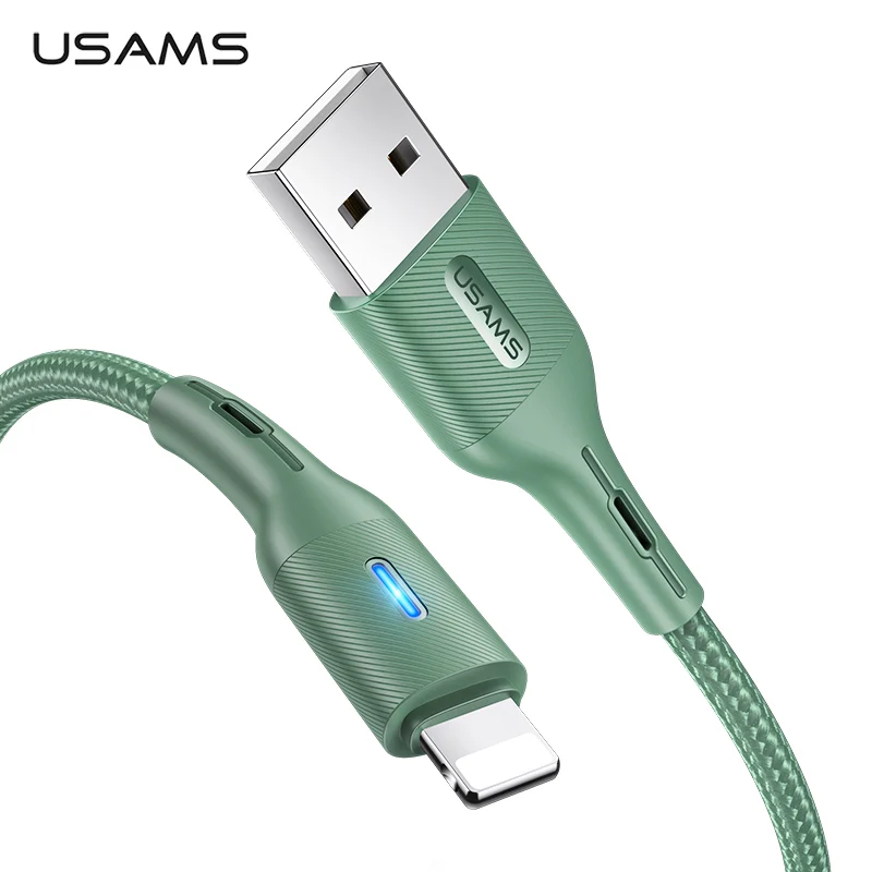 USAMS USB кабель для iPhone 11Pro Max xs 8 7 6 6s Plus Smart power off Lighting Data нейлоновый провод Быстрая