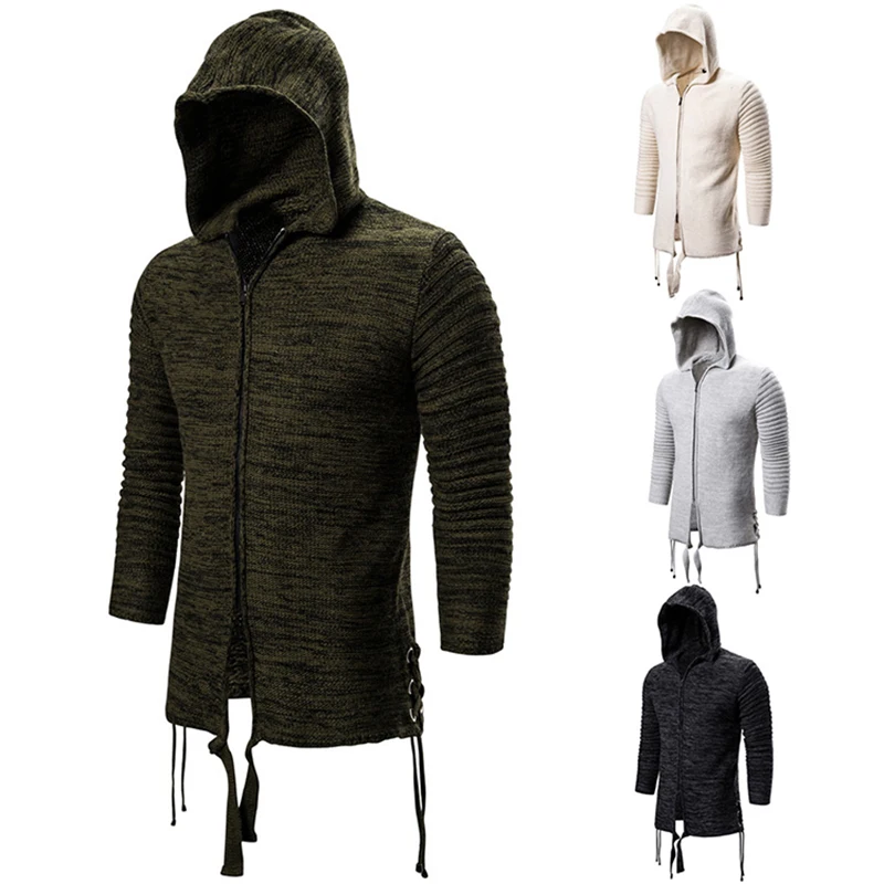 Мужской кардиган на молнии, однотонный трикотажный свитер с капюшоном, повседневная верхняя одежда
Мужской кардиган на молнии, однотонный трикотажный свитер с капюшоном, повседневная верхняя одежда