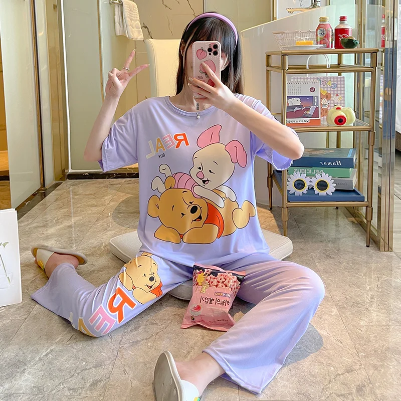 Sleepwear Pajama Set For Women New Summer Pajamas Sets Women's Short Sleeved Trousers Sweet Casual Cartoon Korean Home Clothes
Sleepwear Pajama Set For Women New Summer Pajamas Sets Women's Short Sleeved Trousers Sweet Casual Cartoon Korean Home Clothes