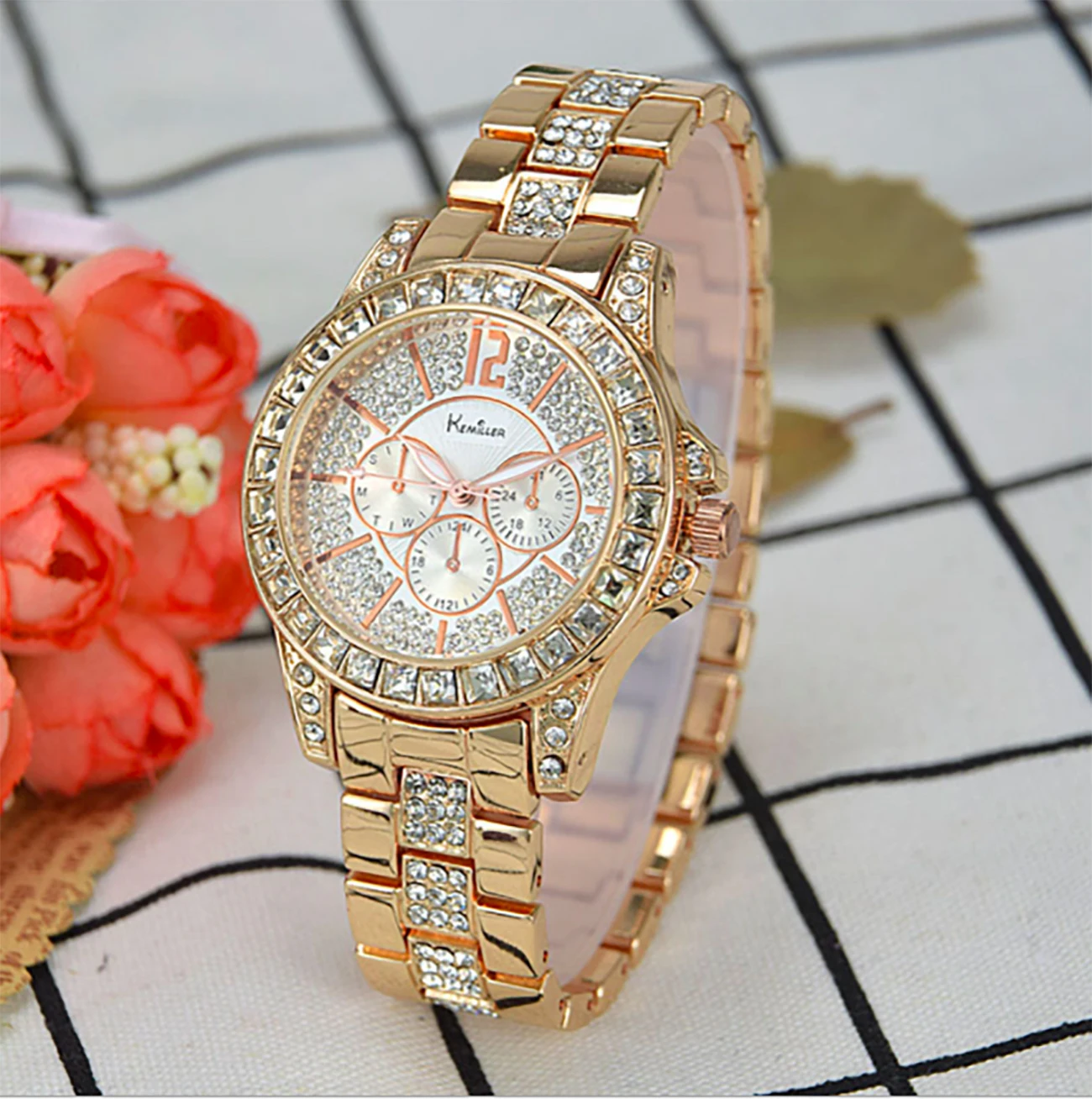 Branded OEM Newest Women's Full Diamond Quartzwatch Girls Students Single folding buckle alloy steel band wrist watch Golden
Branded OEM Newest Women's Full Diamond Quartzwatch Girls Students Single folding buckle alloy steel band wrist watch Golden