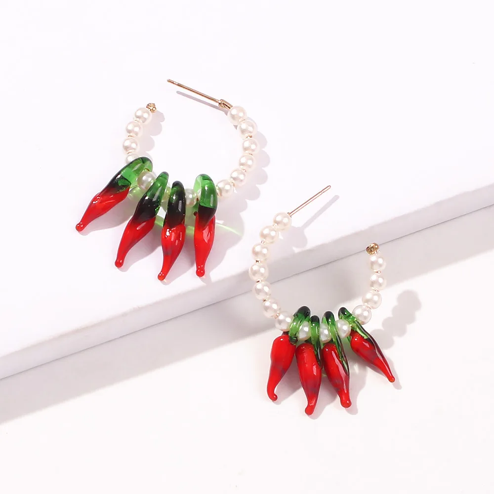 Bohemian resin red pepper earrings creative fashion imitation pearl geometric round earrings ladies hot
Bohemian resin red pepper earrings creative fashion imitation pearl geometric round earrings ladies hot