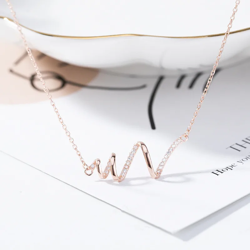 925 Silver Chain Necklaces ECG Silver /Rose Gold Color Pendants Necklaces Jewelry For Ladies Friend Ladies Fine Jewelry Gifts
925 Silver Chain Necklaces ECG Silver /Rose Gold Color Pendants Necklaces Jewelry For Ladies Friend Ladies Fine Jewelry Gifts