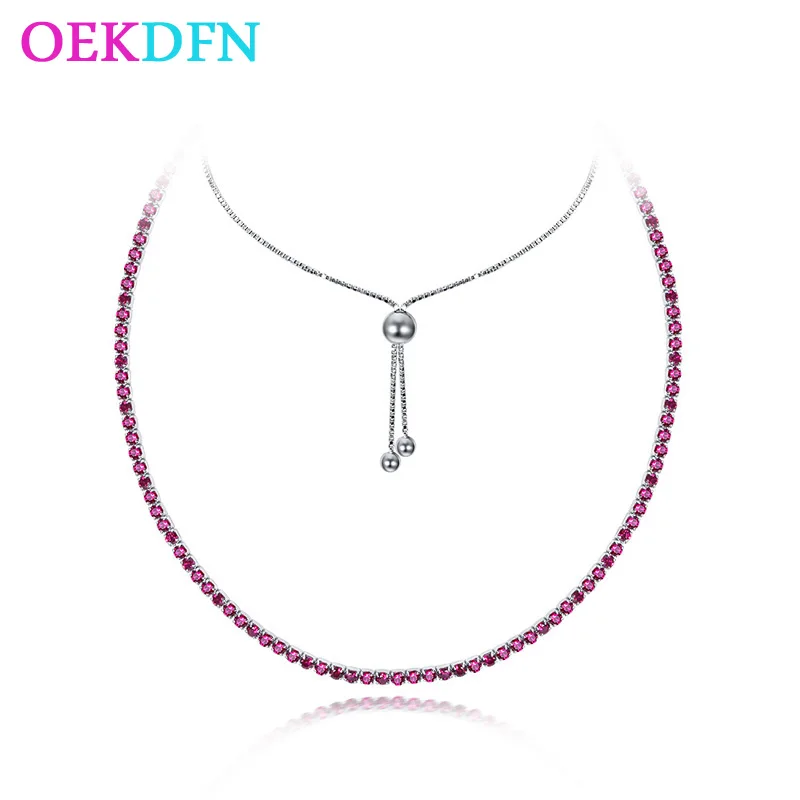 OEKDFN 100% 925 Sterling Silver Created 2.5MM Ruby Diamonds Gemstone Adjustable Necklaces For Women Wedding Party Fine Jewelry
OEKDFN 100% 925 Sterling Silver Created 2.5MM Ruby Diamonds Gemstone Adjustable Necklaces For Women Wedding Party Fine Jewelry