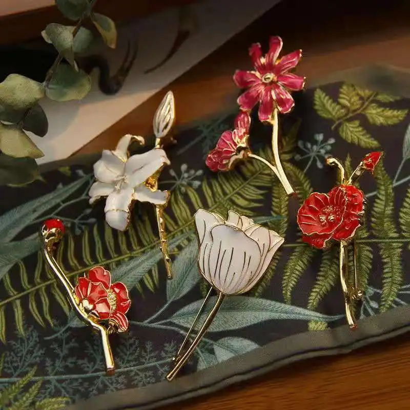 Brooches Flower Lily Poppy Cosmos Tulip 4 Color for Light-Colored Clothes Alloy Material For Elegant And Lovely People
Brooches Flower Lily Poppy Cosmos Tulip 4 Color for Light-Colored Clothes Alloy Material For Elegant And Lovely People