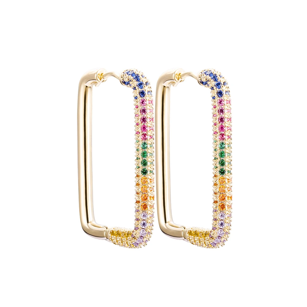 1 Pair Hoop Earrings for Women Gold Silver Color Geometric Rectangle Earrings Rainbow CZ Jewelry boucle oreille femme 2020
1 Pair Hoop Earrings for Women Gold Silver Color Geometric Rectangle Earrings Rainbow CZ Jewelry boucle oreille femme 2020