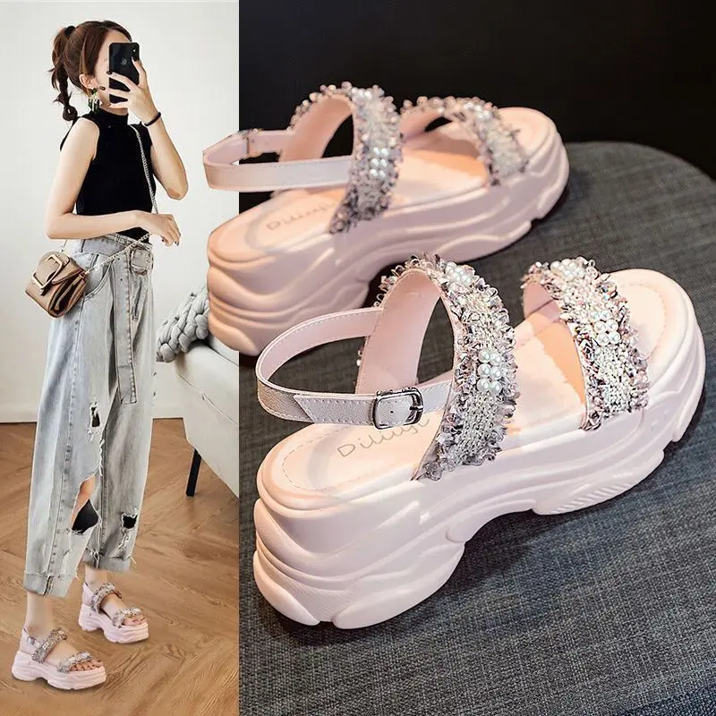 Сандалии женские на высокой танкетке, босоножки на толстой подошве, открытый носок, танкетка, лето 2021 
Сандалии женские на высокой танкетке, босоножки на толстой подошве, открытый носок, танкетка, лето 2021