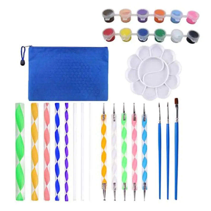 30pcs Mandala Dotting Tools Set for Painting Rock Stone Ceramic Brush Acrylic Paint Tray Bag 
30pcs Mandala Dotting Tools Set for Painting Rock Stone Ceramic Brush Acrylic Paint Tray Bag