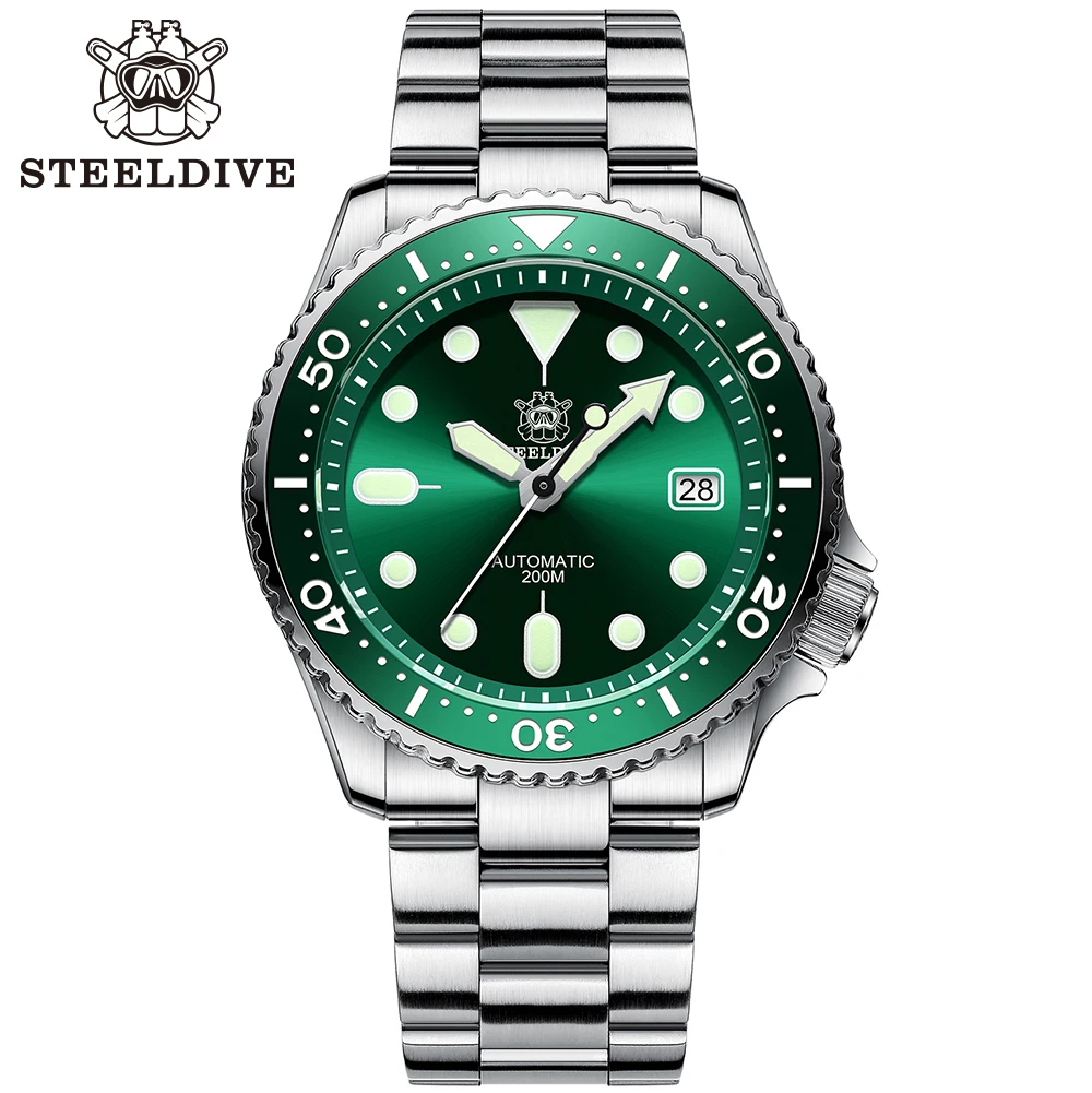 Steeldive Men Outdoor Stainless Steel Underwater Dive Watch 200M Water Resistant Ceramic Bezel Automatic Mechanical Wristwatch | Наручные