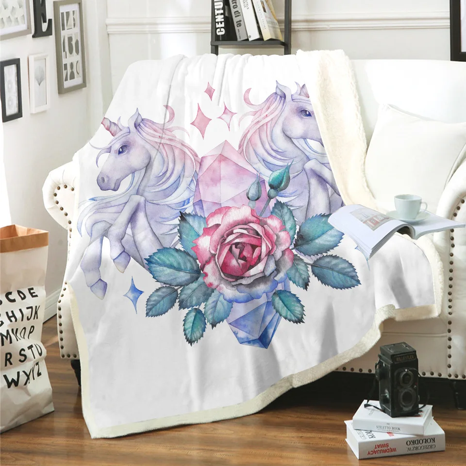 Unicorn Horse Funny character Blanket 3D print Sherpa Blanket on Bed Home Textiles Dreamlike style 02
Unicorn Horse Funny character Blanket 3D print Sherpa Blanket on Bed Home Textiles Dreamlike style 02