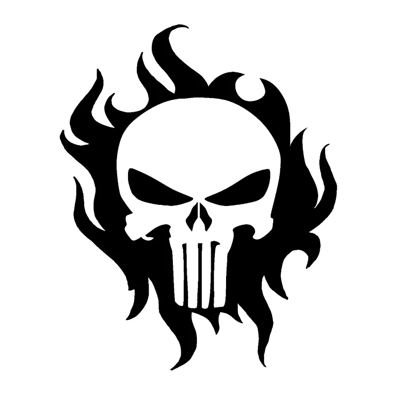 

Cute Flame Skull Graphic Decals High Quality Car Window Decoration Personality Pvc Waterproof Decals Black/white, 16cm*13cm