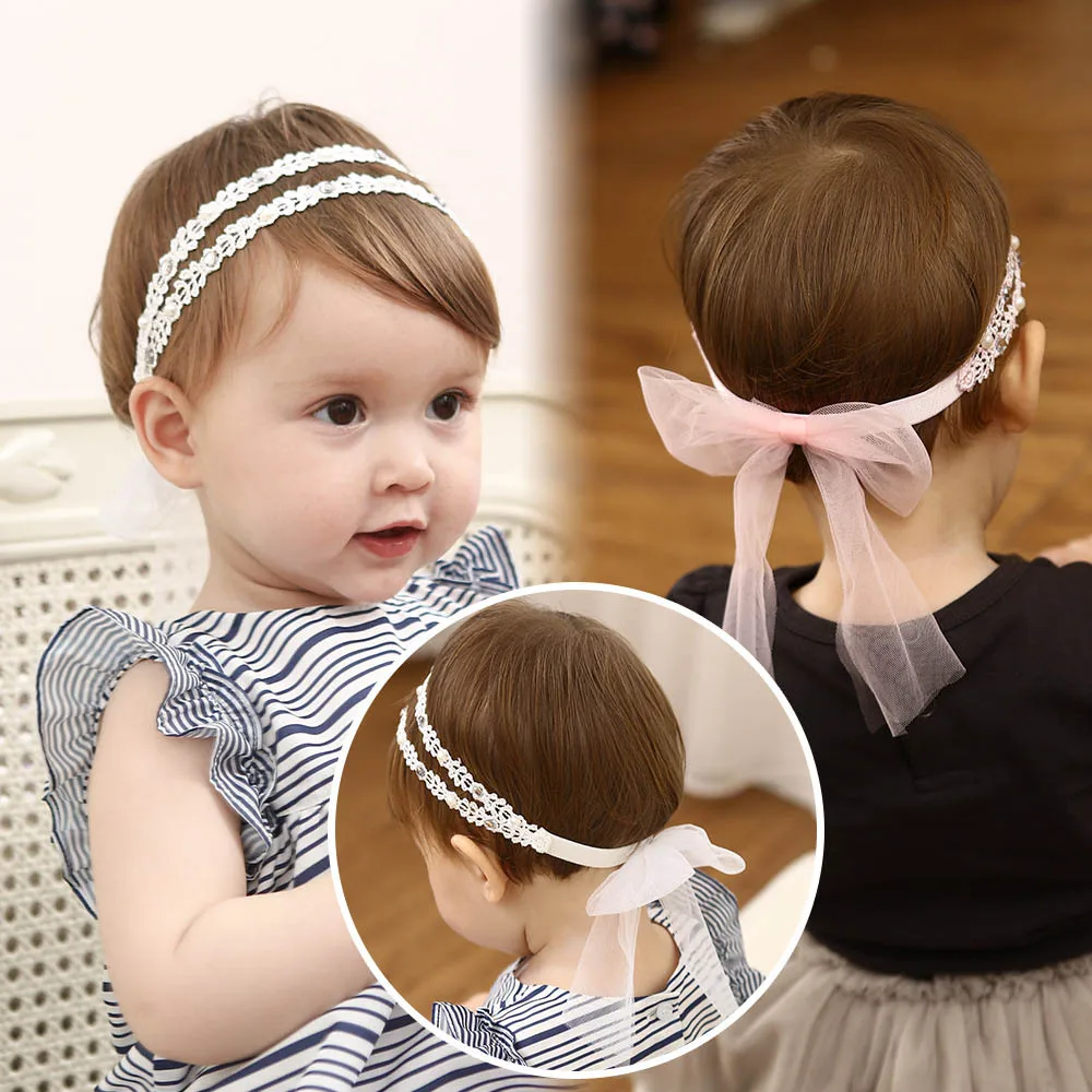 

Baby Girls Headband Bowknot Hairband Lace Flowers Crystal Kids Headband Headwear Baby Hair Accessories резинки для волос детям