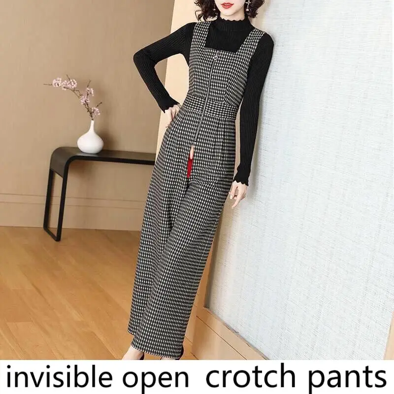 Open-Crotch Pants Suspender Pants Women's Autumn and Winter Wide Leg Jumpsuit Two-Piece Set Invisible Zipper Full-Open
Open-Crotch Pants Suspender Pants Women's Autumn and Winter Wide Leg Jumpsuit Two-Piece Set Invisible Zipper Full-Open