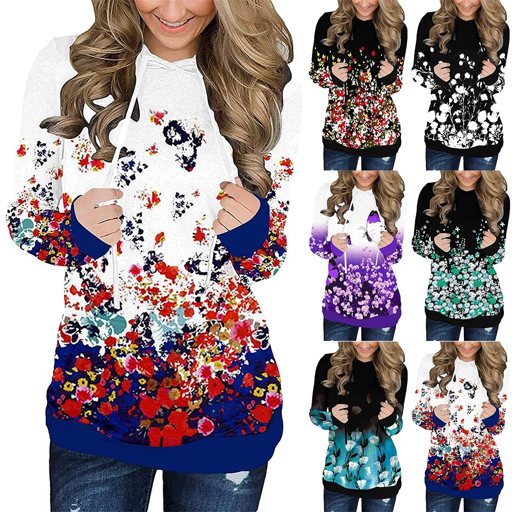 Laies Autumn Winter Casual Digital Printing Loose Long-sleeved Floral Printed Loose Casual Hooded Sweater Top Outwearing Clothes
Laies Autumn Winter Casual Digital Printing Loose Long-sleeved Floral Printed Loose Casual Hooded Sweater Top Outwearing Clothes