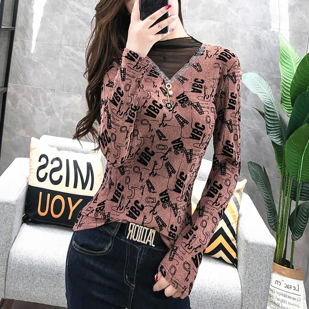 Autumn New Letter Bright Silk Long-sleeved T-shirt Female Half-high Collar Mesh Gauze Shirt Slim Shirt
Autumn New Letter Bright Silk Long-sleeved T-shirt Female Half-high Collar Mesh Gauze Shirt Slim Shirt