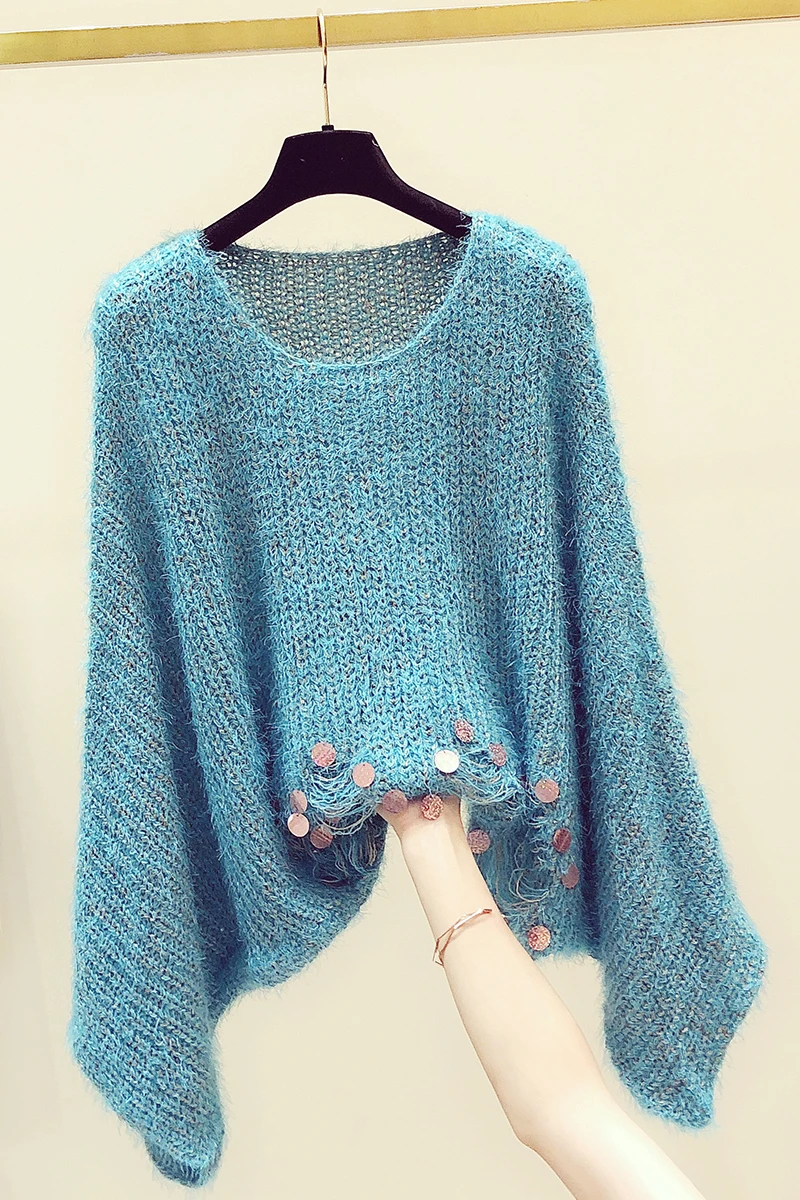 2020 Autumn Winter Clothes Sequined Sweater Mixed Color Knitwear for Women Loose Flared Sleeve Knitted Coat Hollow Out Sweaters
2020 Autumn Winter Clothes Sequined Sweater Mixed Color Knitwear for Women Loose Flared Sleeve Knitted Coat Hollow Out Sweaters