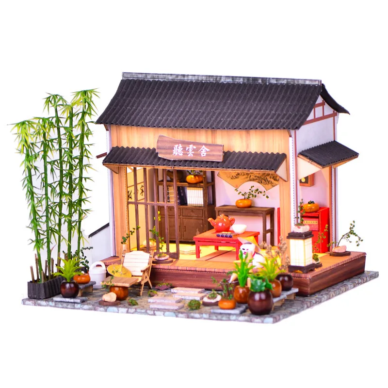 DIY Tingyun Teahouse Wooden Dollhouse Miniature Furniture With LED Kits Doll Houses Assemble Toys Children Christmas Gift Casa
DIY Tingyun Teahouse Wooden Dollhouse Miniature Furniture With LED Kits Doll Houses Assemble Toys Children Christmas Gift Casa