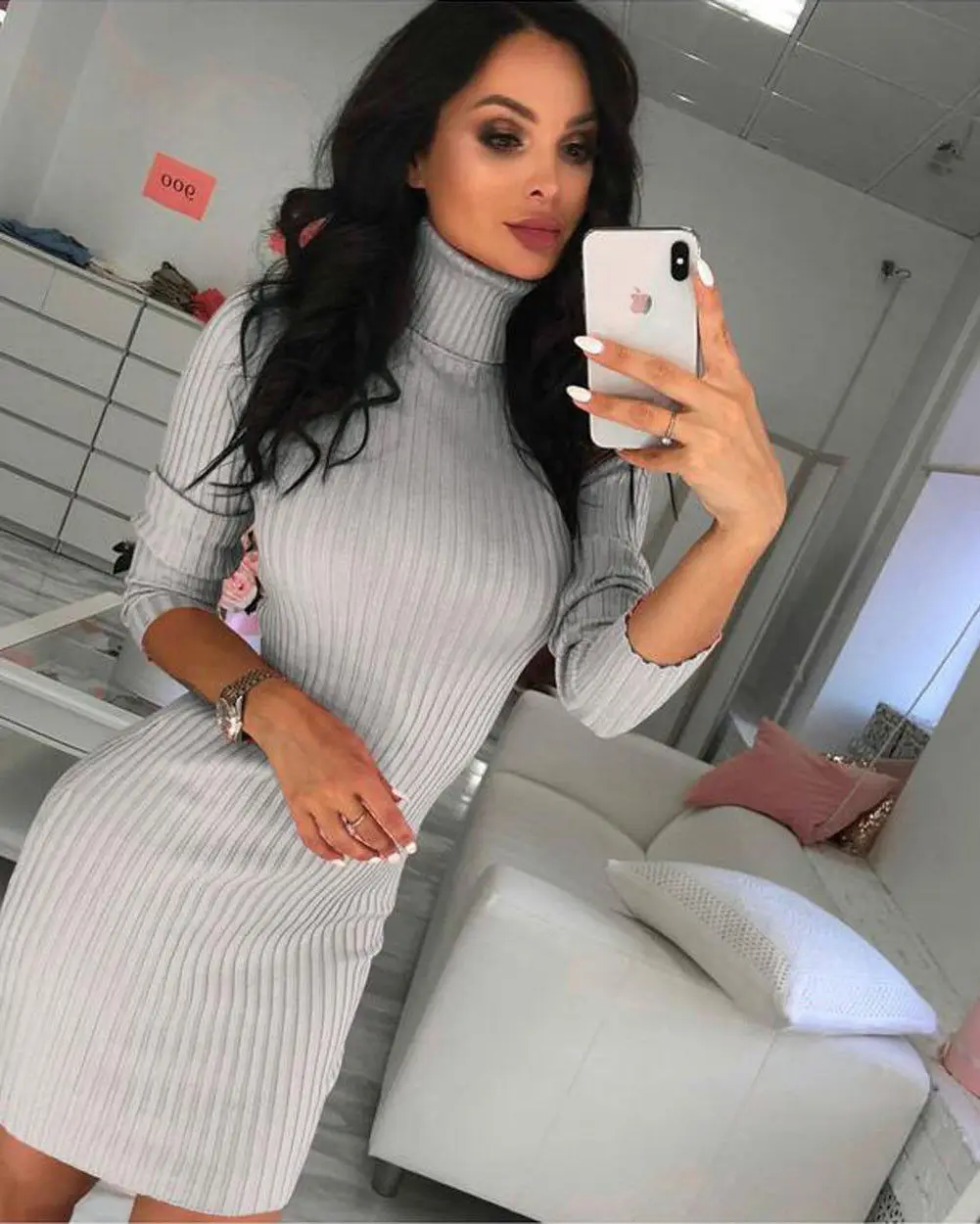 Sexy Women Winter Solid Black Slim Bodycon Long Shirt Winter Long Sleeve Knit Loose Sweater Mini Dress Knitwear Dress 3 Colors 
Sexy Women Winter Solid Black Slim Bodycon Long Shirt Winter Long Sleeve Knit Loose Sweater Mini Dress Knitwear Dress 3 Colors