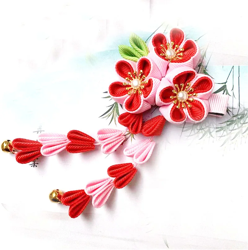 Tsumami Kanzashi Japanese Style Pink Red Rose Tassels Sakura Flower Kimono Accessory Pure Handmade Hair clip Pin Headdress HW041
Tsumami Kanzashi Japanese Style Pink Red Rose Tassels Sakura Flower Kimono Accessory Pure Handmade Hair clip Pin Headdress HW041