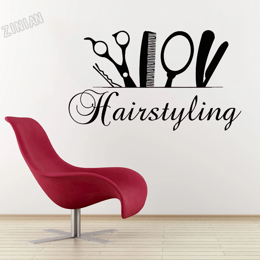 Прически Наклейка на стену Мода Hairlstyle магазин настенные наклейки виниловые обои