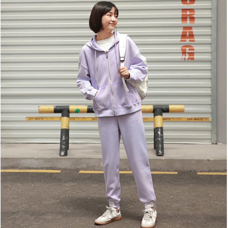 Hooded Sweatshirts Suits Women Autumn Loose Zipper-up Cardigan Jacket Sports Casual Pants Suit Elastic Waist Sweatpant Set Plus
Hooded Sweatshirts Suits Women Autumn Loose Zipper-up Cardigan Jacket Sports Casual Pants Suit Elastic Waist Sweatpant Set Plus