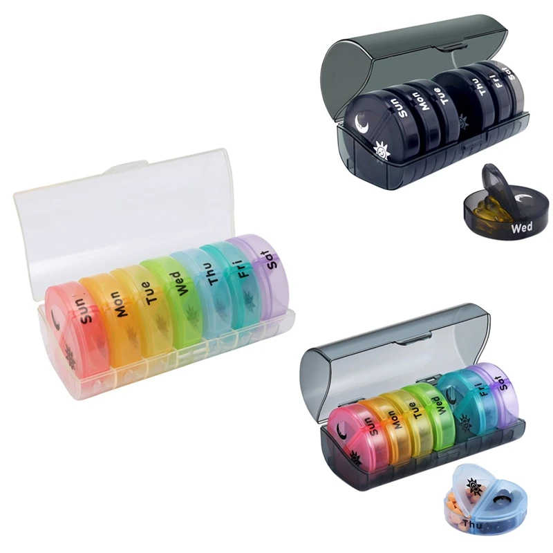 Daily Pill Organizer (Twice-A-Day) - Weekly AM/PM Pill Box, Round Medicine Organizer, 7 Day Pill Container 
Daily Pill Organizer (Twice-A-Day) - Weekly AM/PM Pill Box, Round Medicine Organizer, 7 Day Pill Container