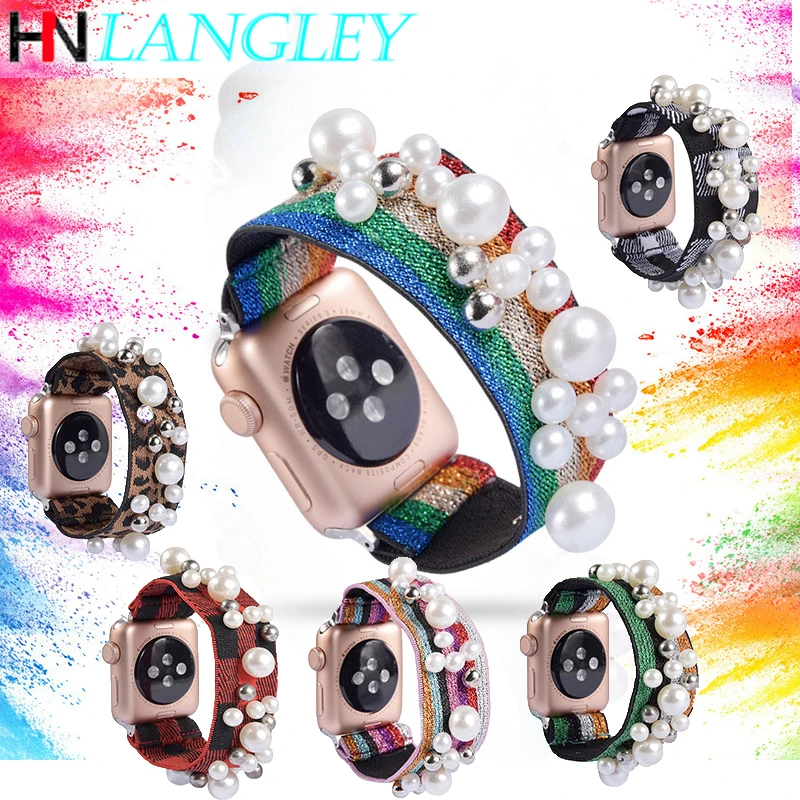 Colored Scrunchy Elastic Women Girls Watch Band for Apple Watch Bands 38mm 40mm 42mm 44mm Scrunchie Patterned Strap Pearl Women
Colored Scrunchy Elastic Women Girls Watch Band for Apple Watch Bands 38mm 40mm 42mm 44mm Scrunchie Patterned Strap Pearl Women