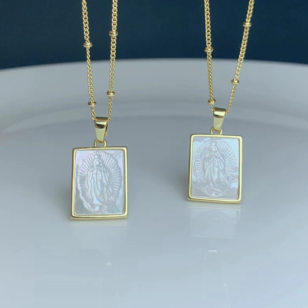 New Square Religion Our Lady of Guadalupe Virgin Necklace For Women 2021 Natural Mother of Pearl Shell Pendant Choker Jewelry
New Square Religion Our Lady of Guadalupe Virgin Necklace For Women 2021 Natural Mother of Pearl Shell Pendant Choker Jewelry