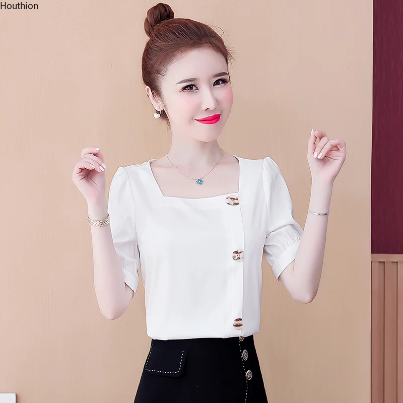 Square Collar Shirts Women Blouse Short Sleeve Tops Solid Color Fashion Shirt Chiffon Blouses Loose Top Casual New Blusas 10070
Square Collar Shirts Women Blouse Short Sleeve Tops Solid Color Fashion Shirt Chiffon Blouses Loose Top Casual New Blusas 10070