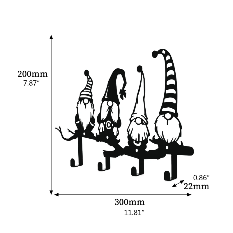 Металлический гномовый держатель для ключей, настенный, без лица, с 4 крючками
Металлический гномовый держатель для ключей, настенный, без лица, с 4 крючками