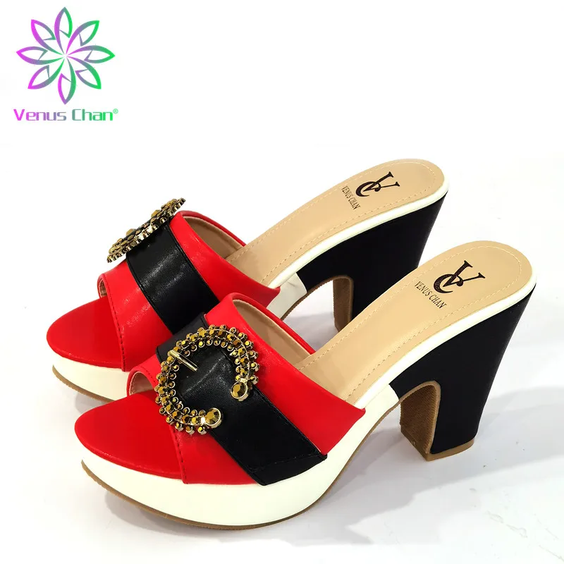 

Pretty Women Slingbacks Square Toe Italian Design Summer New Coming Slipper in Black Color for Wedding Party