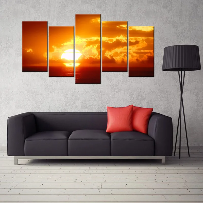 Landscape Canvas Painting Sunset on The Ocean Wall Art Poster 5 Pieces Golden Sunset HD Print Modern Home Decor Picture
Landscape Canvas Painting Sunset on The Ocean Wall Art Poster 5 Pieces Golden Sunset HD Print Modern Home Decor Picture