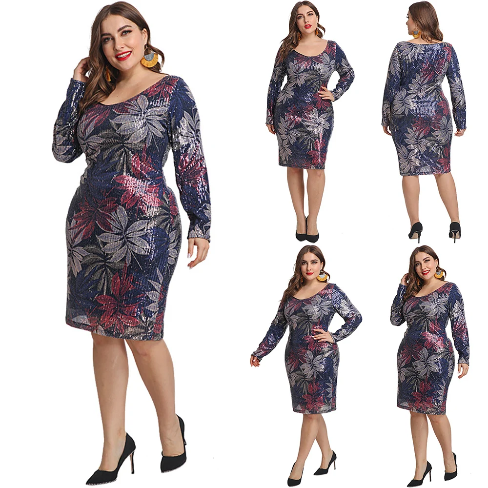 Knee Length Plus Size Women Dress Round Neck Woven Long Sleeve Party Bodycon Midi Sundress Spring/Autumn Floral Printed Dress
Knee Length Plus Size Women Dress Round Neck Woven Long Sleeve Party Bodycon Midi Sundress Spring/Autumn Floral Printed Dress