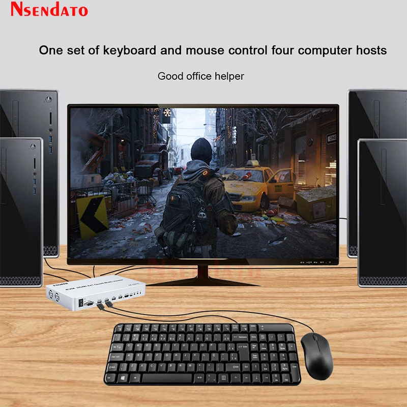 4K 60 Гц квм HDMI мультипросмотр 4X1 четырехэкранный с бесшовным 4 в 1 для USB клавиатуры
