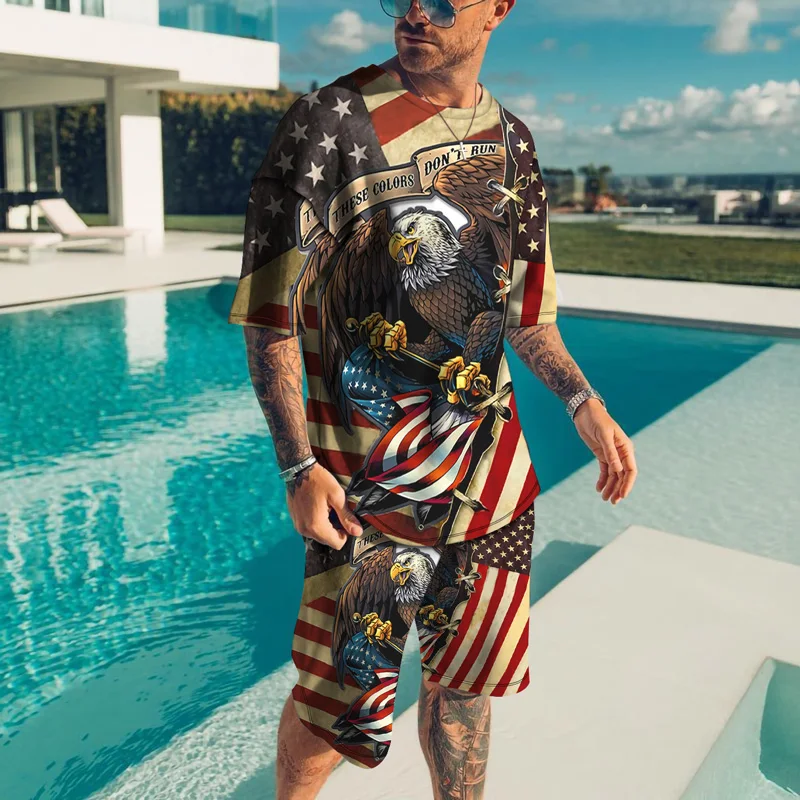 Men Clothing Retro Harajuku Flag Eagle 3D Print Summer Oversized T-Shirt Beach Shorts Suit Fashion Hip Hop 2-Piece Streetwear
Men Clothing Retro Harajuku Flag Eagle 3D Print Summer Oversized T-Shirt Beach Shorts Suit Fashion Hip Hop 2-Piece Streetwear