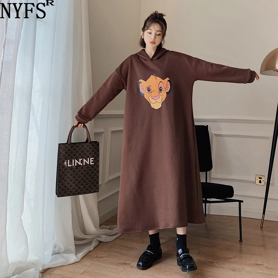 NYFS 2021 Winter Korean New Thickened Polar Fleece Woman Dress Vestidos Robe Elbise Fashion Printing Hoodie Dress
NYFS 2021 Winter Korean New Thickened Polar Fleece Woman Dress Vestidos Robe Elbise Fashion Printing Hoodie Dress