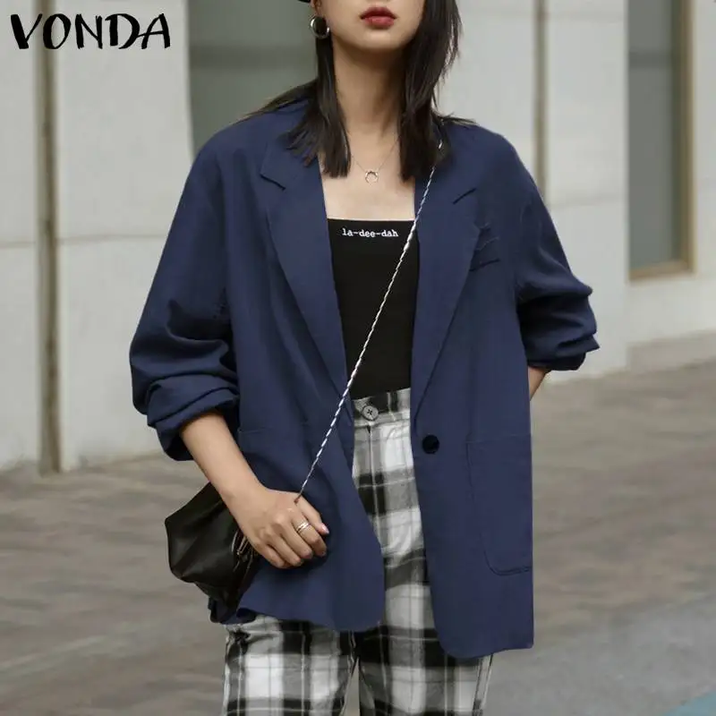 Женский Осенний Блейзер VONDA 2021, элегантный однотонный блейзер с длинным рукавом и отложным воротником, повседневный свободный блейзер с кар...
Женский Осенний Блейзер VONDA 2021, элегантный однотонный блейзер с длинным рукавом и отложным воротником, повседневный свободный блейзер с кар...