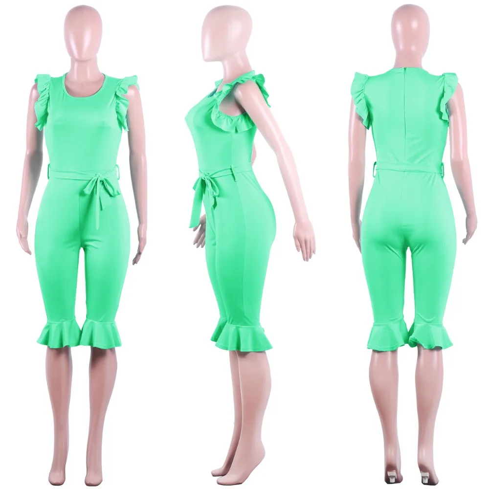 Plus Size Ruffles Details Calf Length Playsuit XXXL Macacao Feminino Summer Women O Neck With Sashes One Piece Jumpsuit
Plus Size Ruffles Details Calf Length Playsuit XXXL Macacao Feminino Summer Women O Neck With Sashes One Piece Jumpsuit