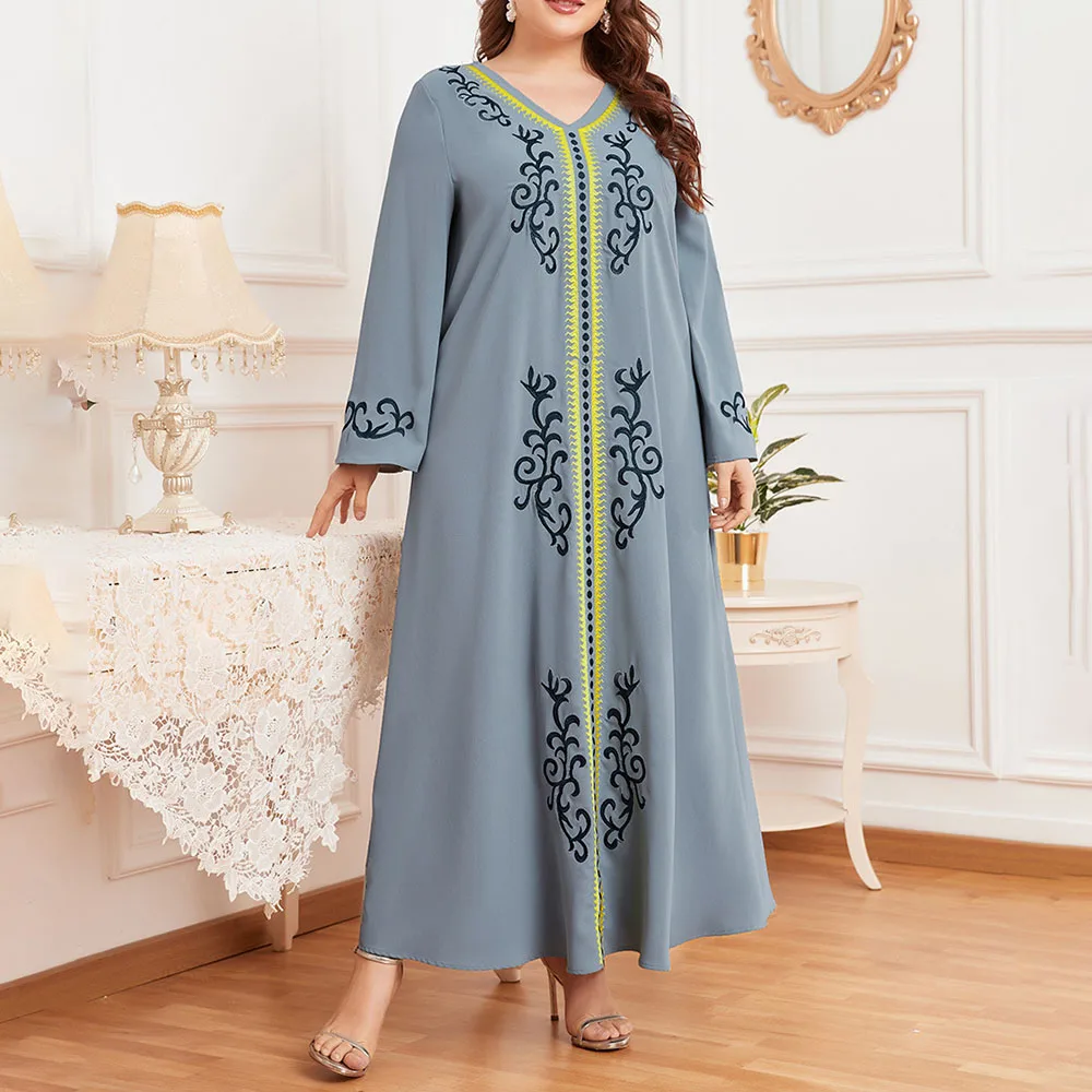 Muslim Oversize Embroidery Long Sleeve Folds Retro Women's Dress Solid Color V-neck Loose Casual Indie Fashion Long Dress
Muslim Oversize Embroidery Long Sleeve Folds Retro Women's Dress Solid Color V-neck Loose Casual Indie Fashion Long Dress