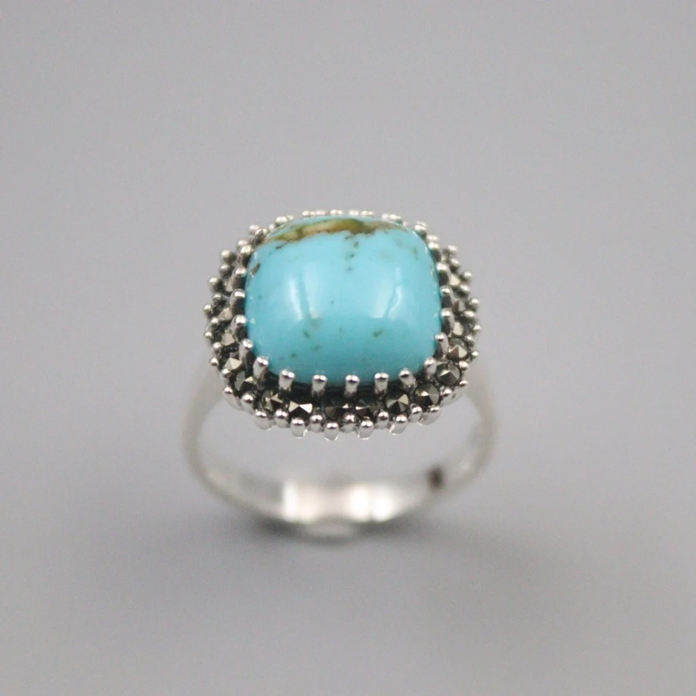 Pure 925 Sterling Silver Ring Width 16mm Kallaite Bead Marcasite Lace Ring For Woman US size 6-10 
Pure 925 Sterling Silver Ring Width 16mm Kallaite Bead Marcasite Lace Ring For Woman US size 6-10