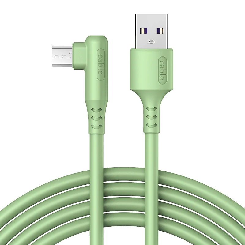Микро Usb-кабель 4A из жидкого силикона для быстрой зарядки с углом 90 градусов Samsung