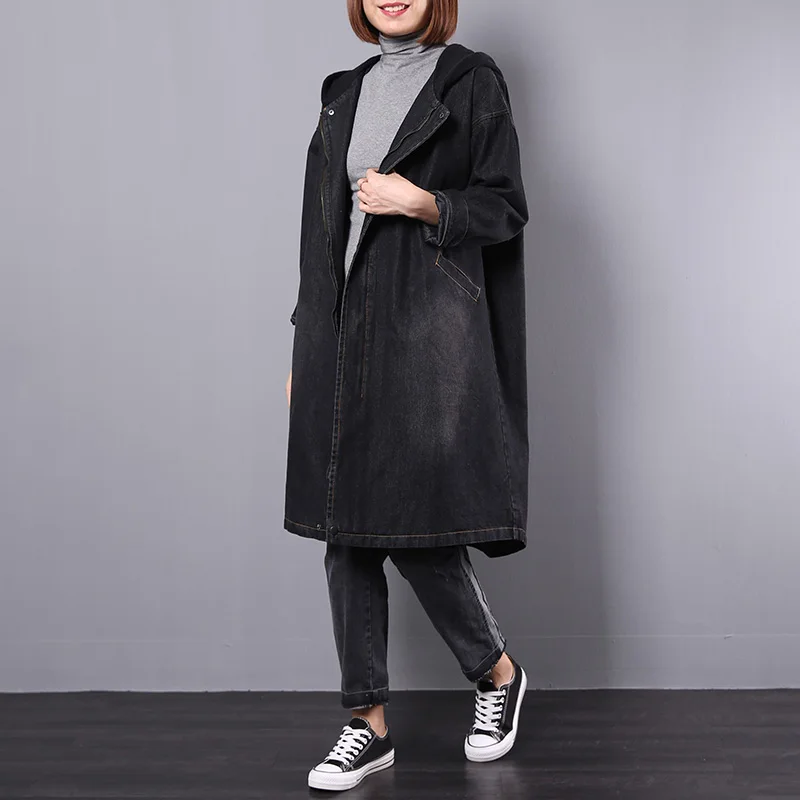 2021 New Korean Version of The Black Denim Plus Cotton Jacket Women's Fall/winter Hooded Loose Large Size Mid-length Cotton Coat
2021 New Korean Version of The Black Denim Plus Cotton Jacket Women's Fall/winter Hooded Loose Large Size Mid-length Cotton Coat