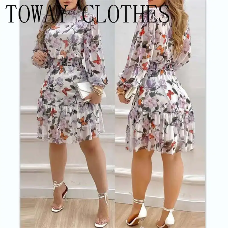 Dress For Women 2022 Long Sleeve Floral Print Lantern Sleeve Shirred Ruffles Dress Chic A Line Casual Fashion Elegant Dress
Dress For Women 2022 Long Sleeve Floral Print Lantern Sleeve Shirred Ruffles Dress Chic A Line Casual Fashion Elegant Dress