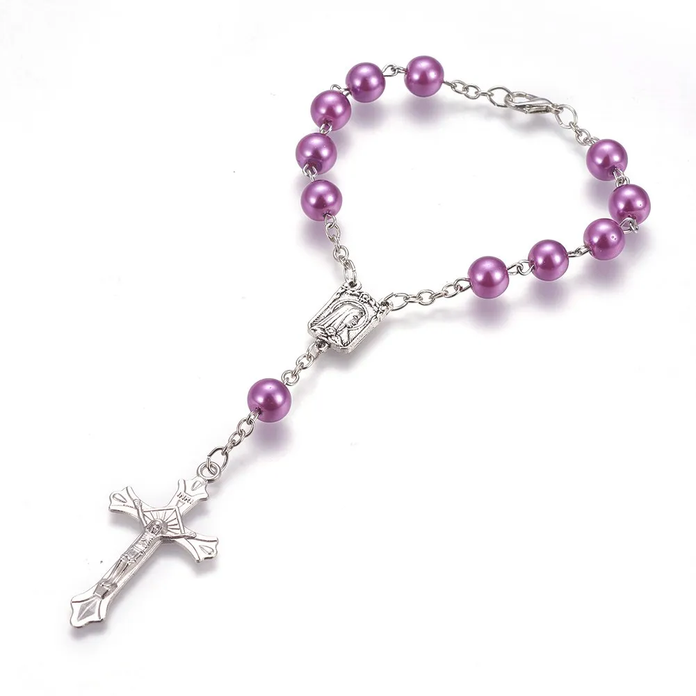 2Pcs Glass Pearl Rosary Beads Chain Cross Crucifix Bracelet For Religious Easter Women Jewelry Gift
2Pcs Glass Pearl Rosary Beads Chain Cross Crucifix Bracelet For Religious Easter Women Jewelry Gift