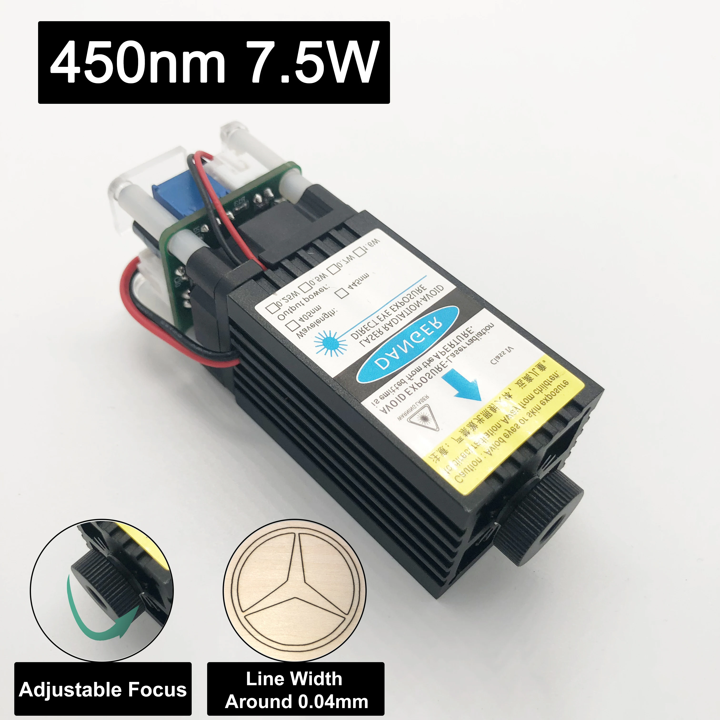 7.5W laser module 450nm blue laser head for laser machine DIY laser engraving wood tools
7.5W laser module 450nm blue laser head for laser machine DIY laser engraving wood tools