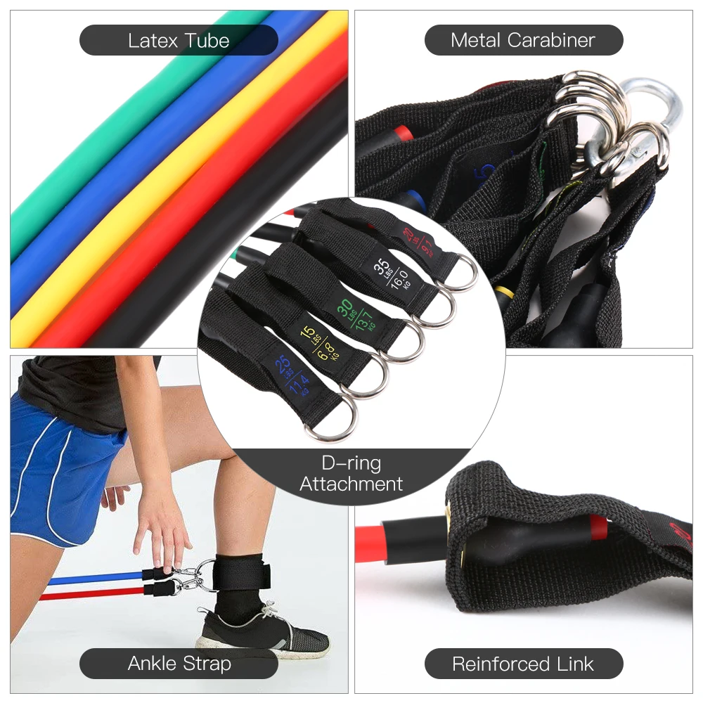 13Pcs Resistance Bands Set Elastic Workout Fintess Exercise Tube Bands Door Anchor Ankle Straps Cushioned Handles with Carry Bag
13Pcs Resistance Bands Set Elastic Workout Fintess Exercise Tube Bands Door Anchor Ankle Straps Cushioned Handles with Carry Bag
