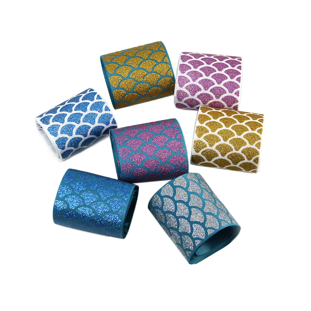 New 3 50Yards/lot Fish Scale Glitter Printed Grosgrain Ribbon Fabric DIY Wrapping/Party/Hair Bow Decoration Art Sewing,50Yc2116
New 3 50Yards/lot Fish Scale Glitter Printed Grosgrain Ribbon Fabric DIY Wrapping/Party/Hair Bow Decoration Art Sewing,50Yc2116