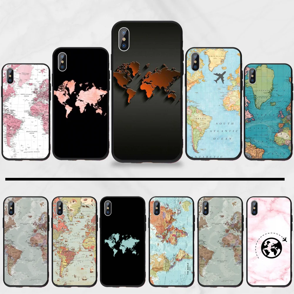 Чехол для iphone 5 5s 5c se 6 6s 7 8 plus x xs xr 11 pro max с изображением карты мира|Бамперы| |